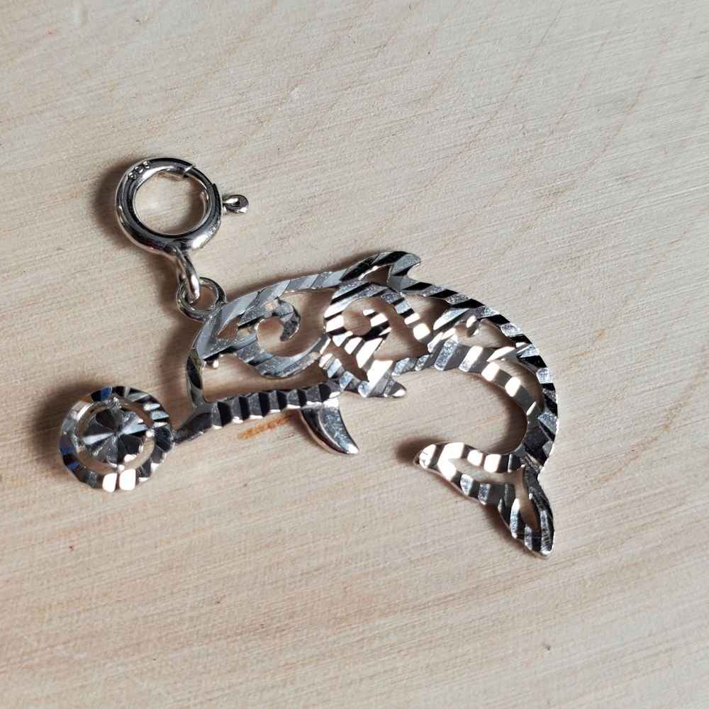 Graceful Sterling Silver 925 Dolphin Pendant/Charm